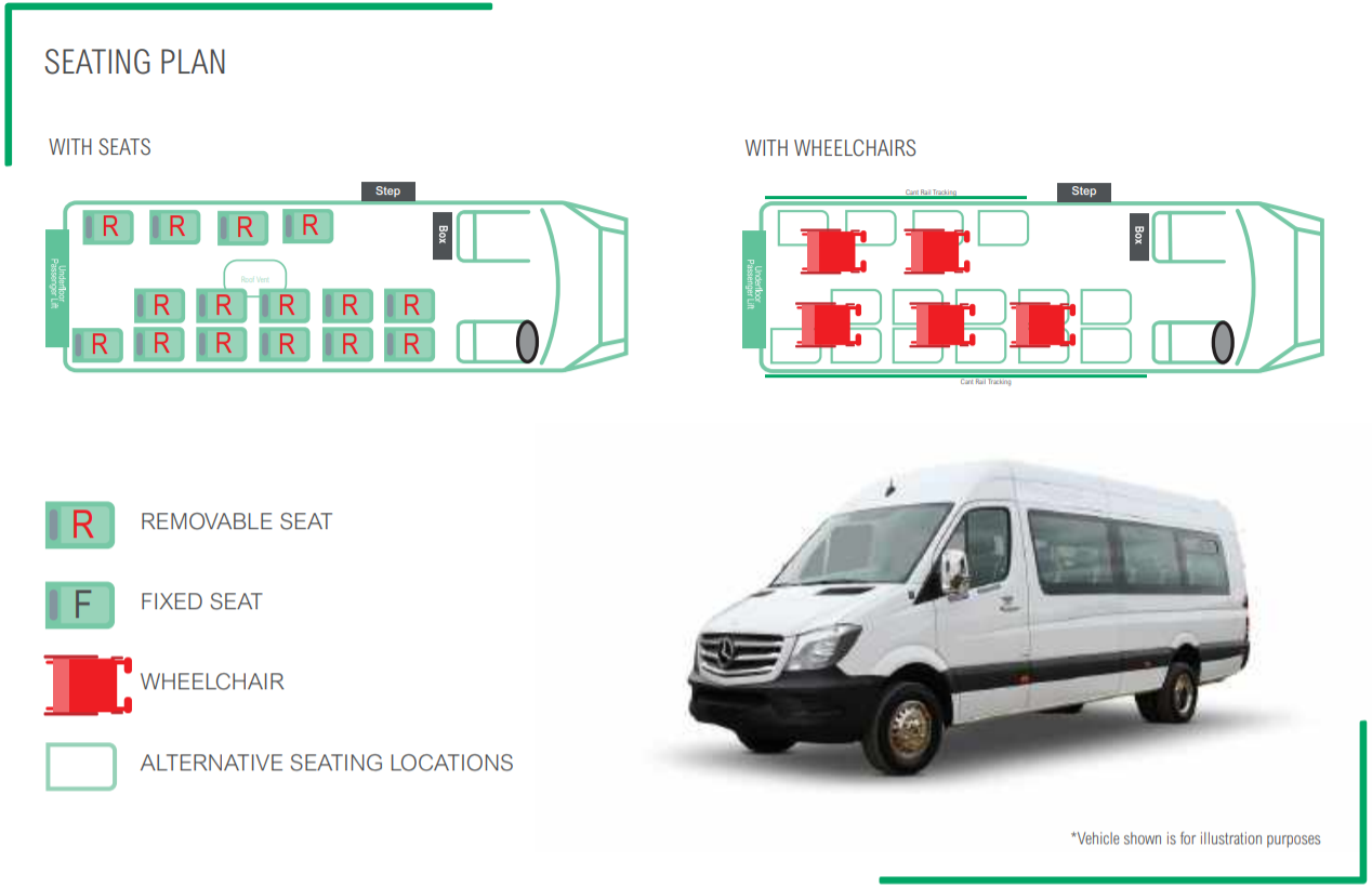 17 seat side entry minibus seating plan
