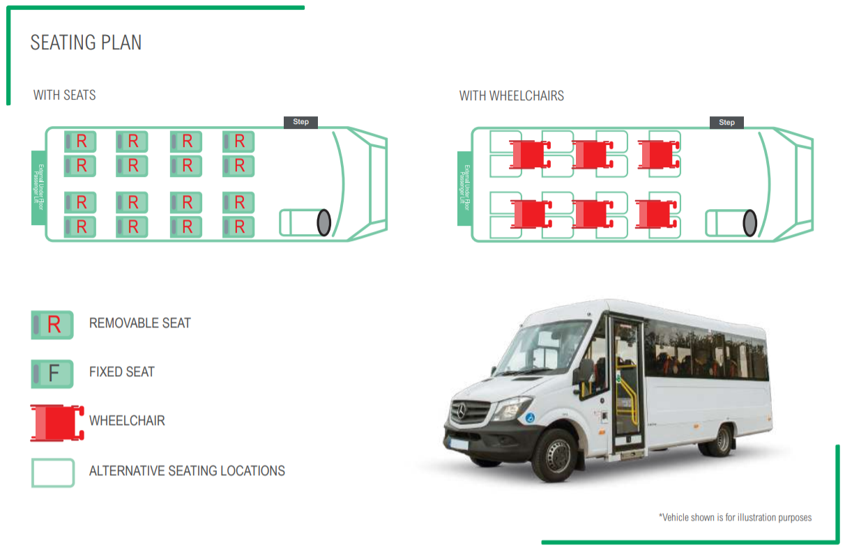 Coach Built 17 Seat Accessible Minibus Vehicle seating plan