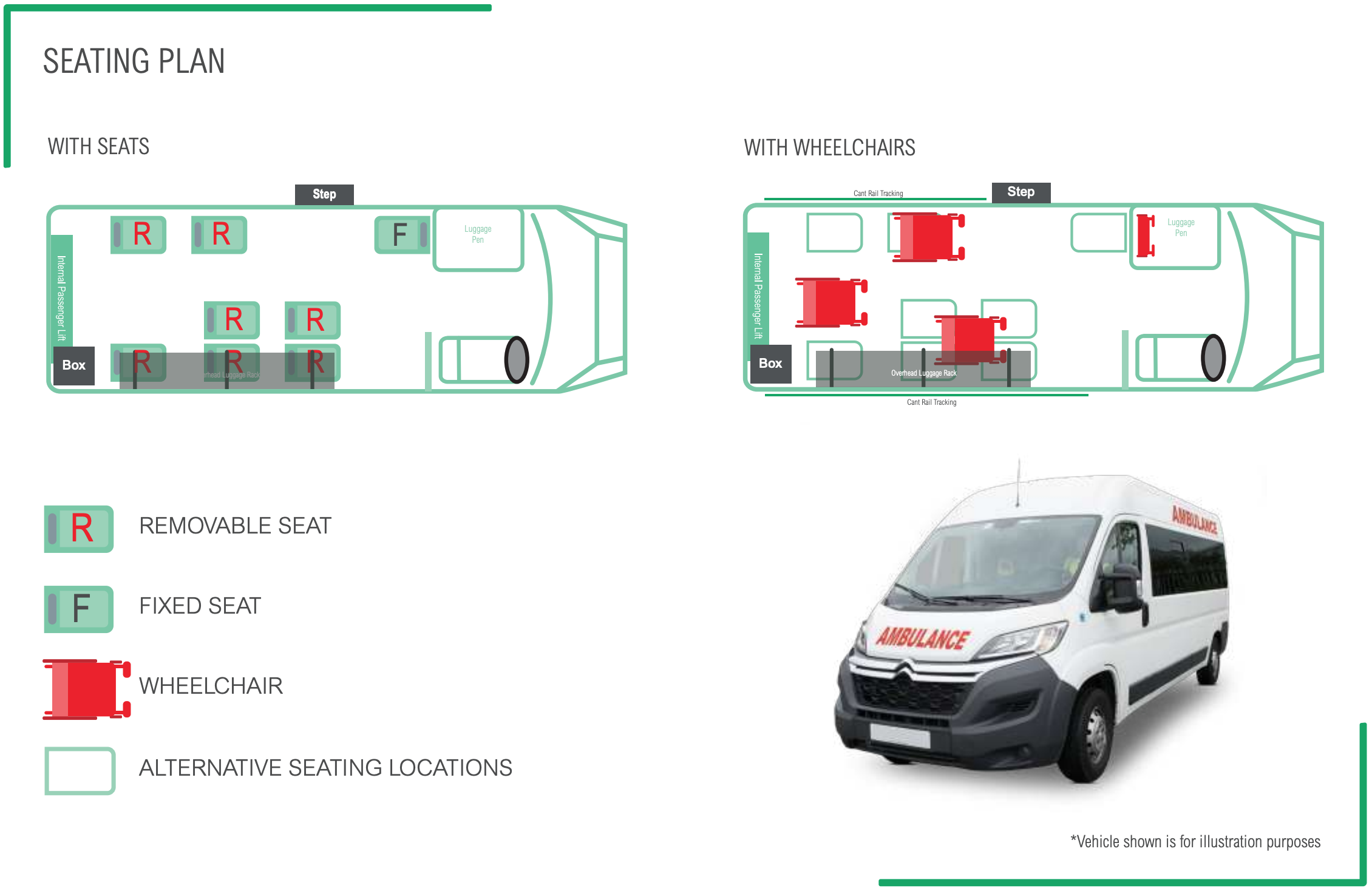 PTS 9 Seat Accessible Minibus Seating plan