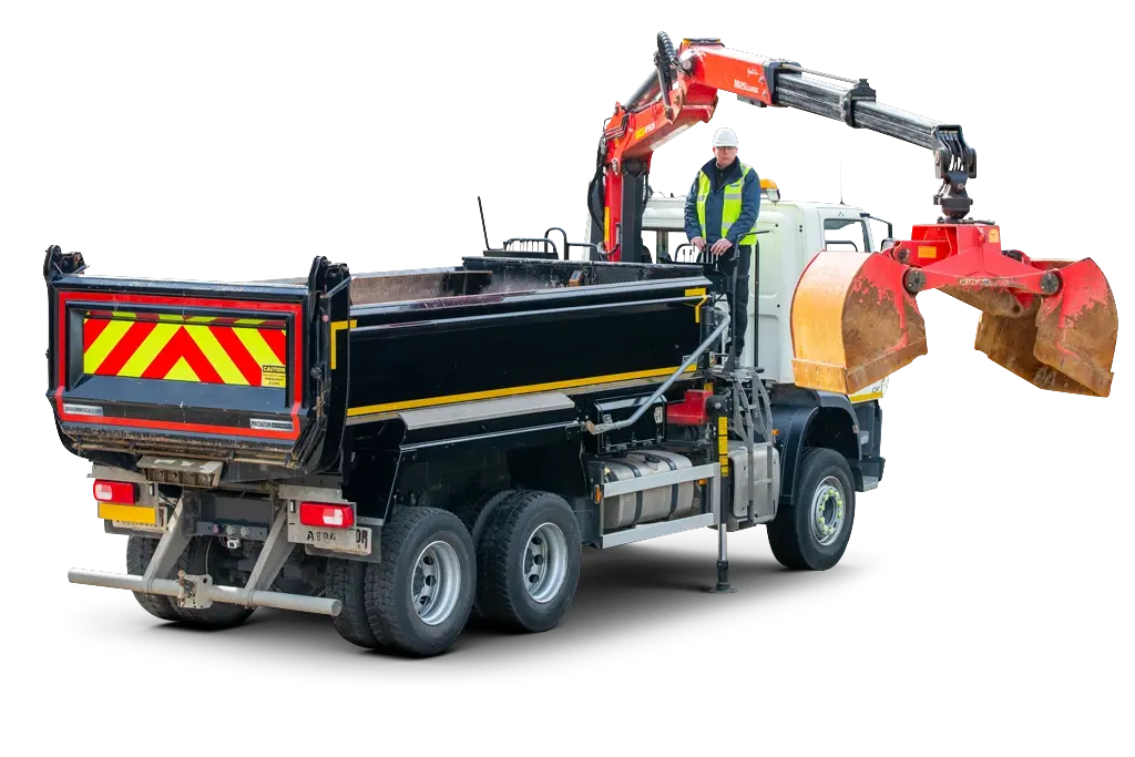 Tipper grab vehicle in use.