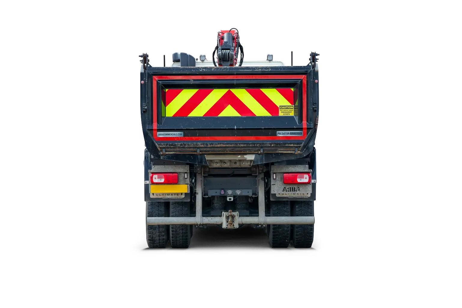 Rear view of a tipper grab truck