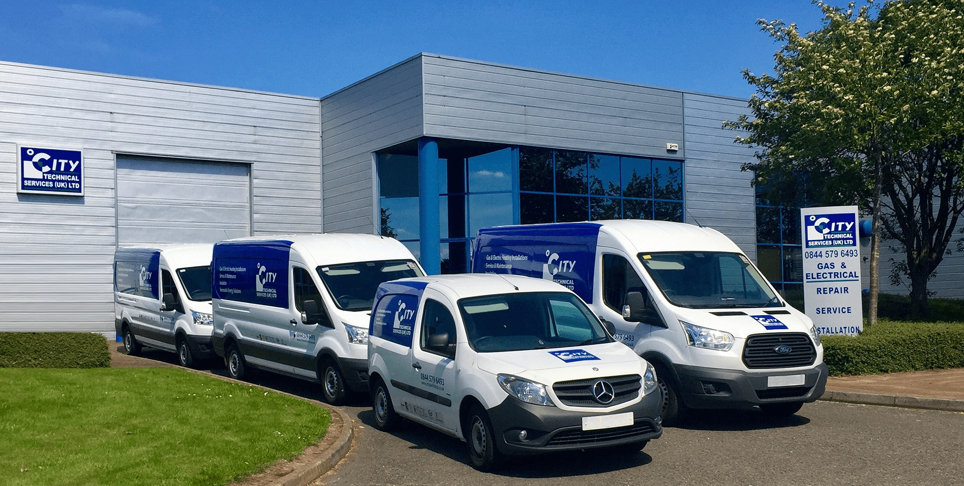 Picture of Enterprise Flex-E-Rent vans with City Technical Services branding