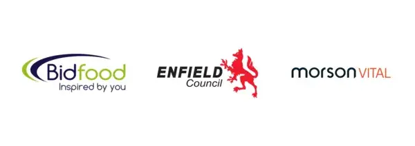Bidfood, Enfield Council and Morson Vital logos